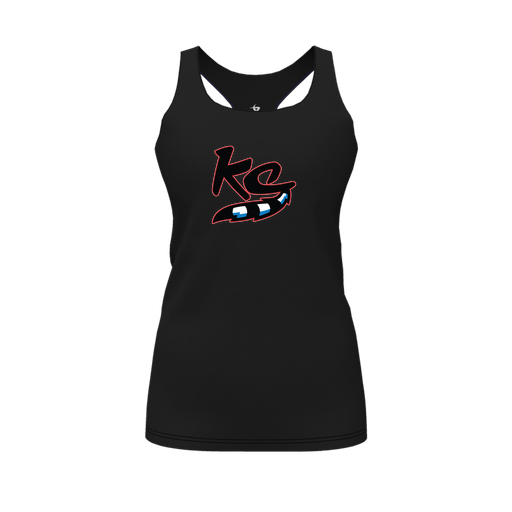 [CUS-DFW-RCBK-PER-BLK-FYS-LOGO2] Racerback Tank Top (Female Youth S, Black, Logo 2)