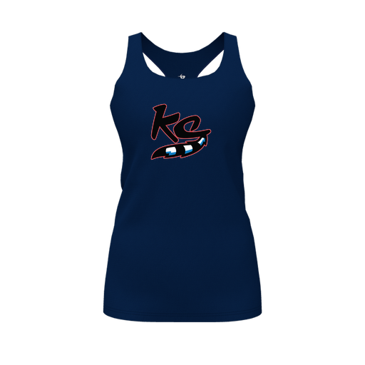 [CUS-DFW-RCBK-PER-NVY-FYS-LOGO2] Racerback Tank Top (Female Youth S, Navy, Logo 2)