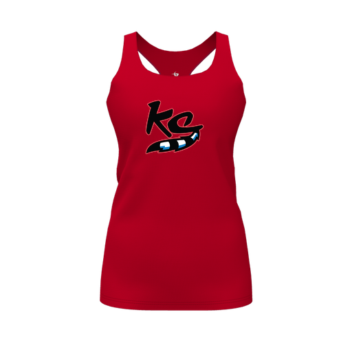 [CUS-DFW-RCBK-PER-RED-FYS-LOGO2] Racerback Tank Top (Female Youth S, Red, Logo 2)