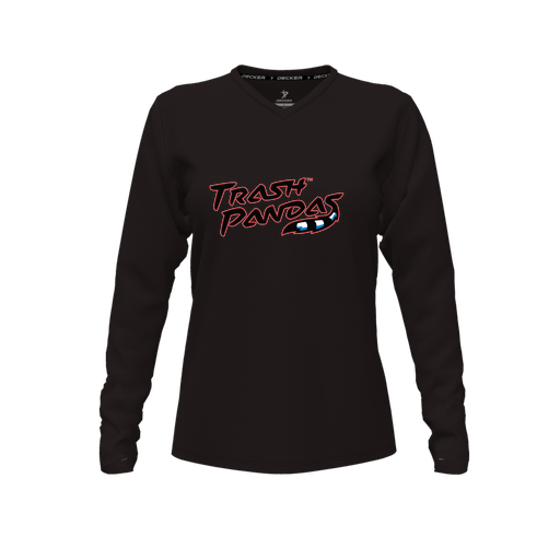 [CUS-DFW-TEES-PER-VNK-LSL-BLK-FYXS-LOGO1] Decker Performance T-Shirt (Female Youth XS, Black, V Neck, Logo 1, Long Sleeve)