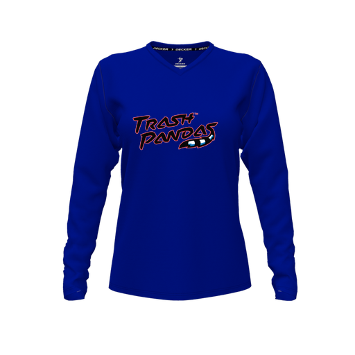 [CUS-DFW-TEES-PER-VNK-LSL-RYL-FYXS-LOGO1] Decker Performance T-Shirt (Female Youth XS, Royal, V Neck, Logo 1, Long Sleeve)