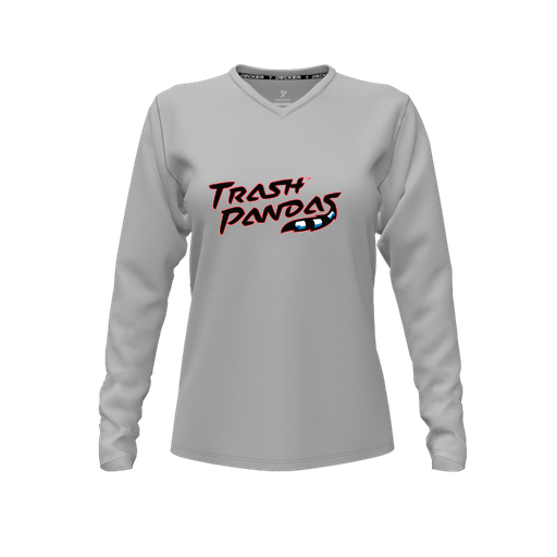 [FTLVPTGY-FYXS-LOGO1] Decker Performance T-Shirt (Female Youth XS, Gray, V Neck, Logo 1, Long Sleeve)