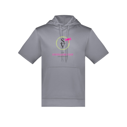 [6871.059.S-LOGO3] Men's Dri Fit Short Sleeve Hoodie (Adult S, Gray, Logo 3)