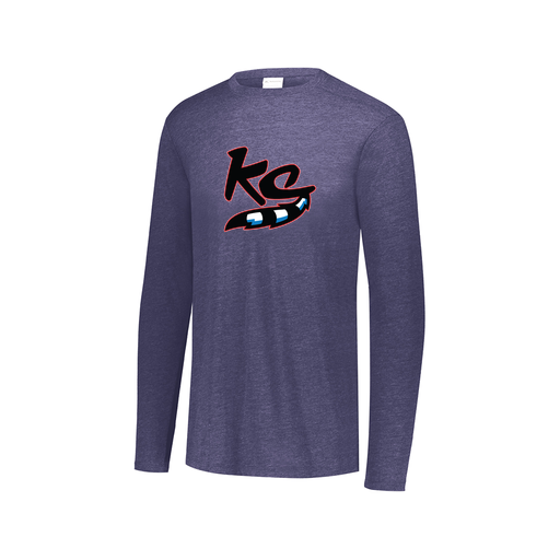 [FTLCUBNV-AXS-LOGO2] Decker Men's Tri-Blend T-Shirt - Long Sleeve (Adult XS, Navy, Logo 2)
