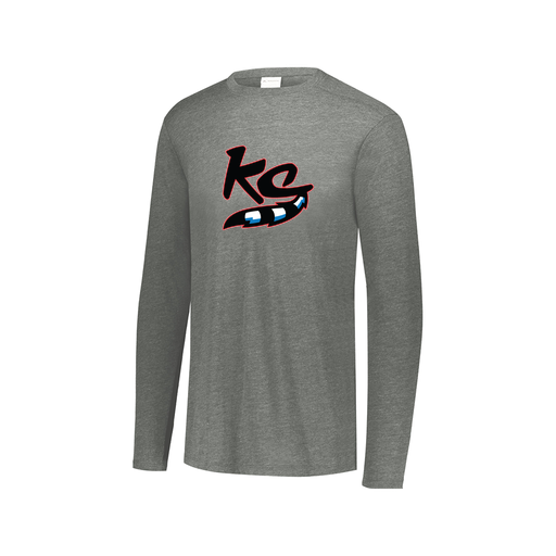 [FTLCUBGY-AXS-LOGO2] Decker Men's Tri-Blend T-Shirt - Long Sleeve (Adult XS, Gray, Logo 2)