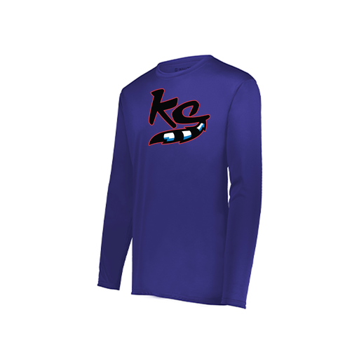 [222823.747.S-LOGO2] Youth LS Smooth Sport Shirt (Youth S, Purple, Logo 2)