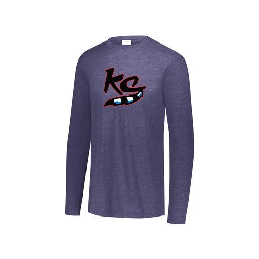 [FTLCUBNV-YS-LOGO2] Decker Youth Tri-Blend T-Shirt - Long Sleeve (Youth S, Navy, Logo 2)