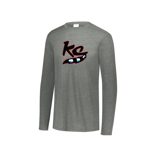 [FTLCUBGY-YS-LOGO2] Decker Youth Tri-Blend T-Shirt - Long Sleeve (Youth S, Gray, Logo 2)