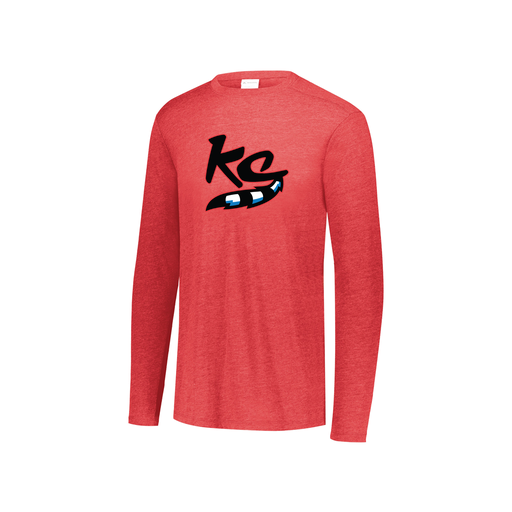[FTLCUBRD-YS-LOGO2] Decker Youth Tri-Blend T-Shirt - Long Sleeve (Youth S, Red, Logo 2)