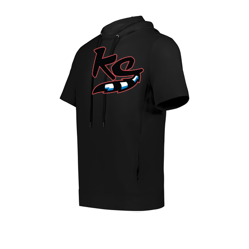 [222605.080.S-LOGO2] YOUTH VENTURA SOFT KNIT SHORT SLEEVE HOODIE (Youth S, Black, Logo 2)