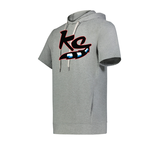 [222605-SIL-YS-LOGO2] YOUTH VENTURA SOFT KNIT SHORT SLEEVE HOODIE (Youth S, Silver, Logo 2)