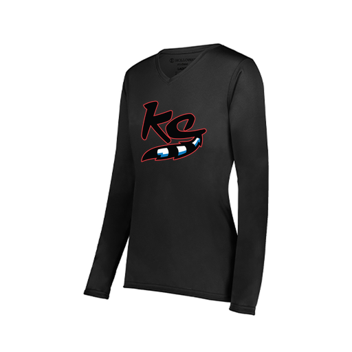 [222824.080.S-LOGO2] Ladies LS Smooth Sport Shirt (Female Adult S, Black, Logo 2)