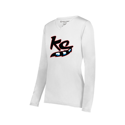 [222824.005.S-LOGO2] Ladies LS Smooth Sport Shirt (Female Adult S, White, Logo 2)