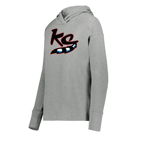 [222798-SIL-FAXS-LOGO2] Ladies Ventura Thin Knit Hoodie (Female Adult XS, Silver, Logo 2)