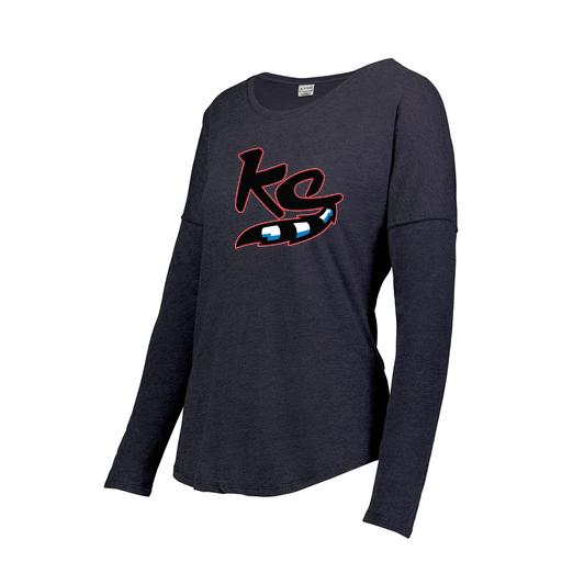 [3077.72N.XS-LOGO2] Ladies LS Ultra-blend T-Shirt (Female Adult XS, Navy, Logo 2)